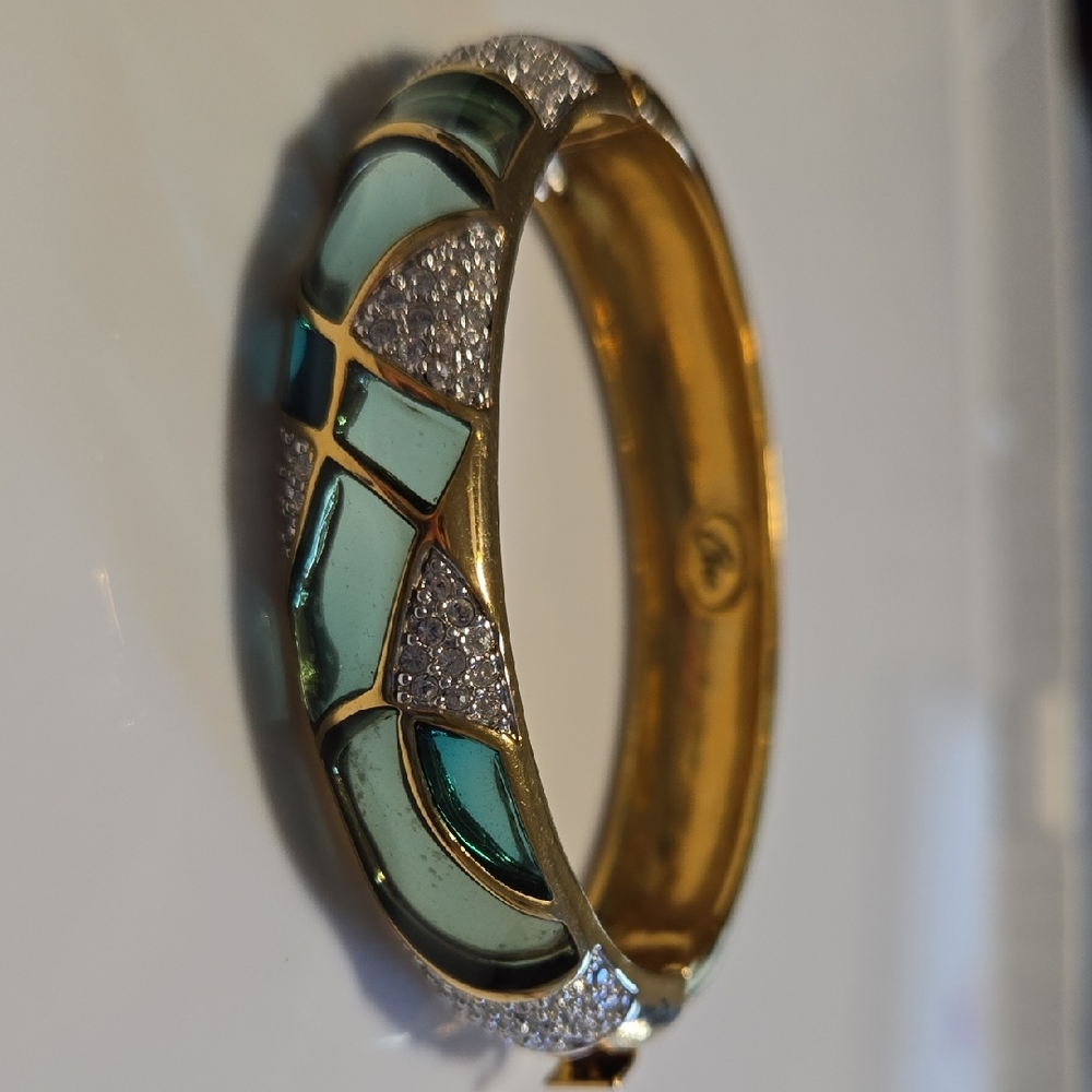 Chic Gold and Teal Mosaic Bracelet